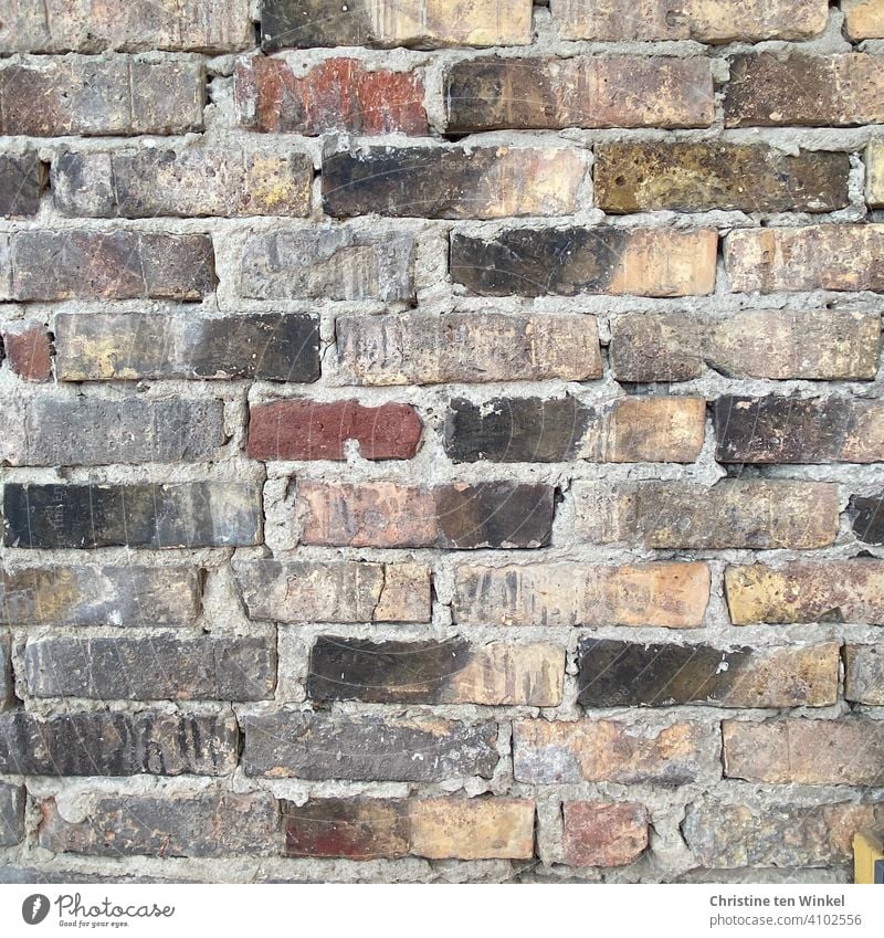 Old brick wall Brick Brick wall Wall (building) Clinker bricks Facade Wall (barrier) stones Ancient Structures and shapes Exterior shot Brick facade Pattern