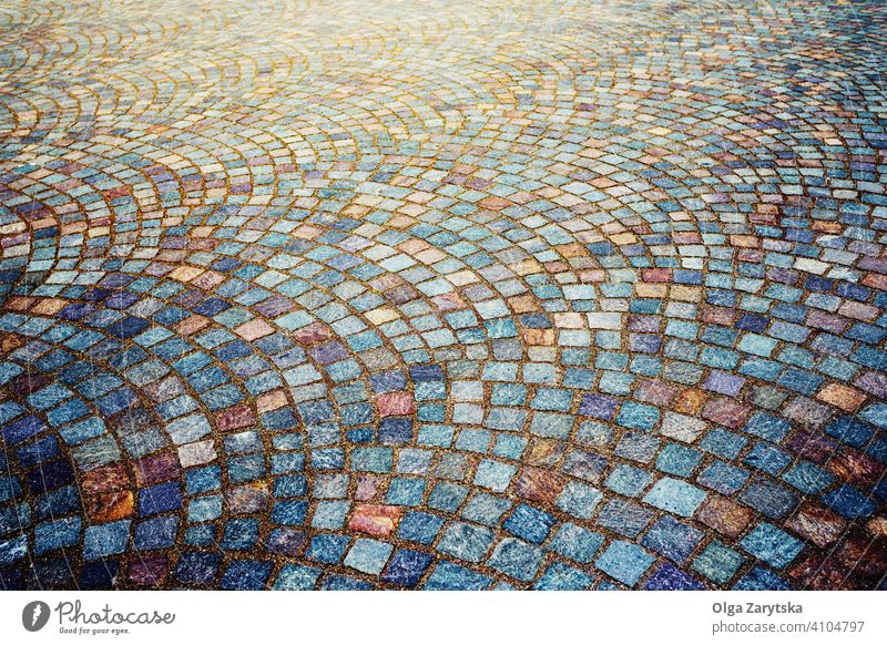 Granite cobble stoned pavement background. abstract mosaic design pattern retro cobblestone old grunge vintage texture construction granite block brick floor