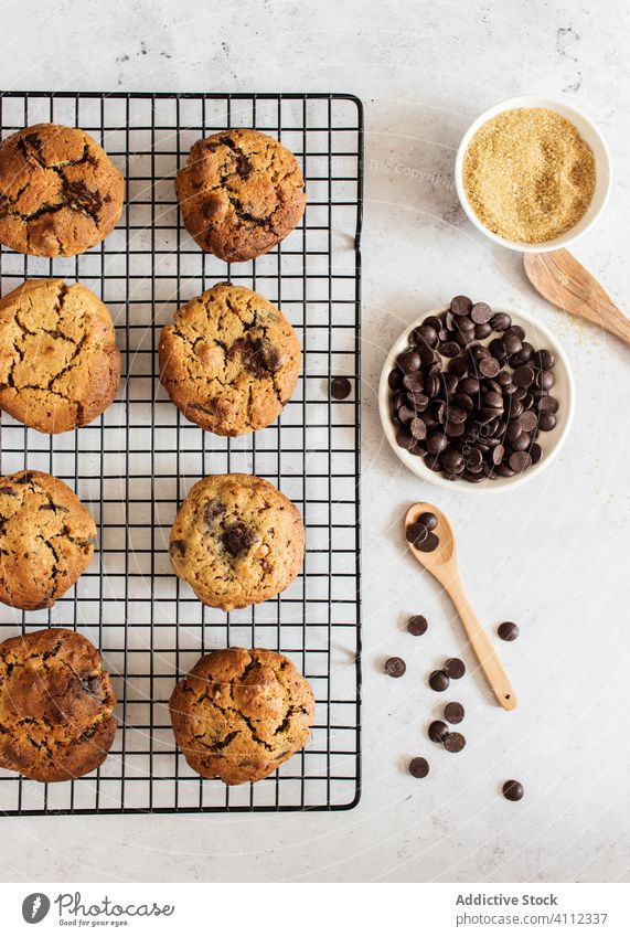 Homemade cookies with chocolate chips ingredient homemade food flour biscuit baked tasty delicious fresh cuisine meal bowl prepare grain dessert sweet pastry