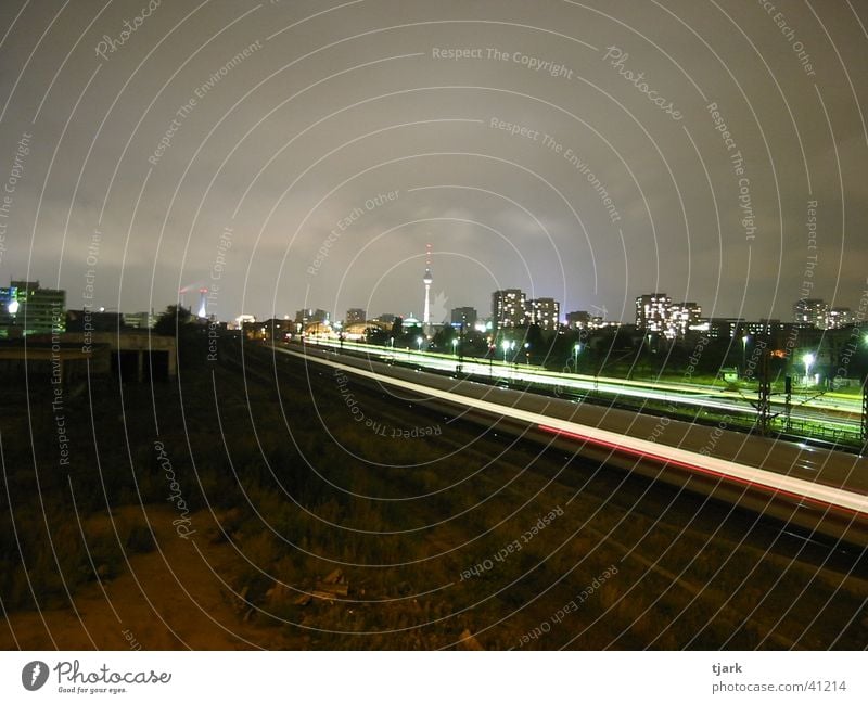 Berlin S-Bahn at night Long exposure Commuter trains Night Speed Railroad Blur