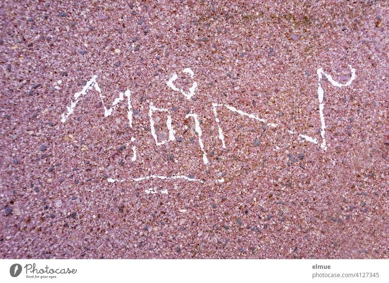 " Moin " is written in white on a purple stone / street art / greeting month Good morning writing Street art Stone Art writing Typography Characters Creativity