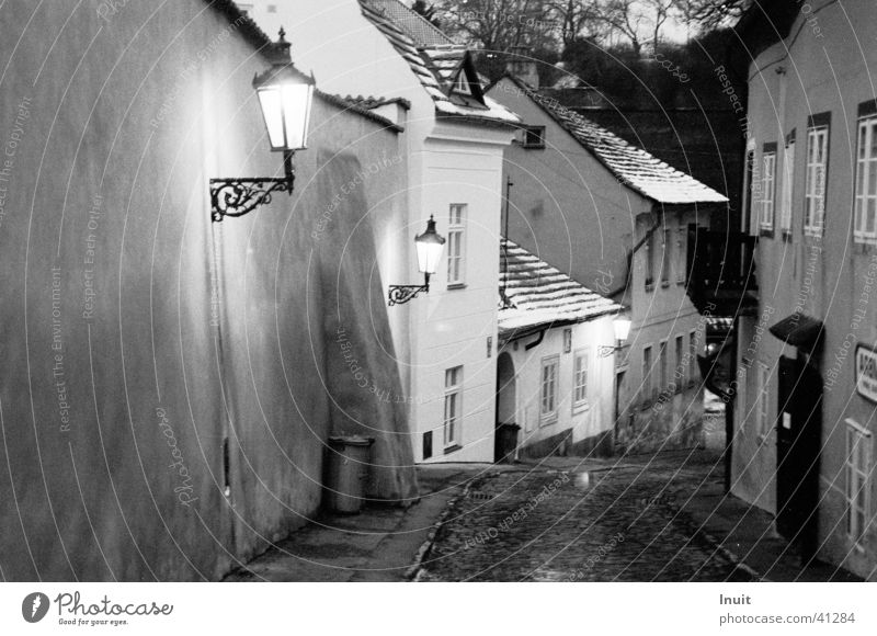 Prague House (Residential Structure) Europe Black & white photo Evening Street TIF Kafka