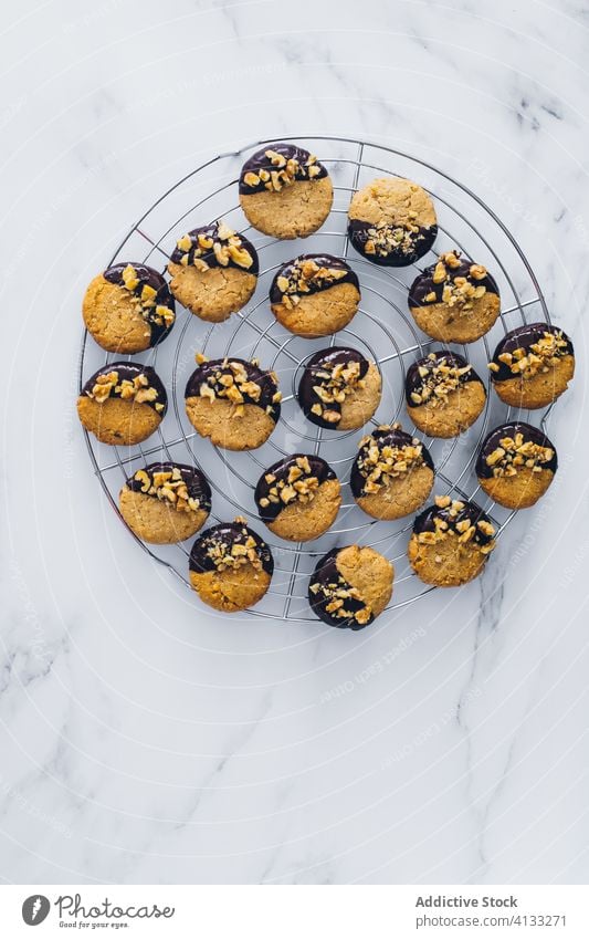 Crispy cookies with nuts and chocolate on table walnut crispy delicious dessert tasty treat sweet food kitchen snack yummy pastry fresh nutrition culinary