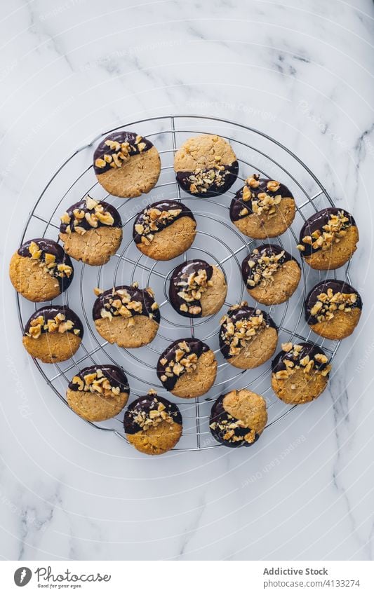 Crispy cookies with nuts and chocolate on table walnut crispy delicious dessert tasty treat sweet food kitchen snack yummy pastry fresh nutrition culinary