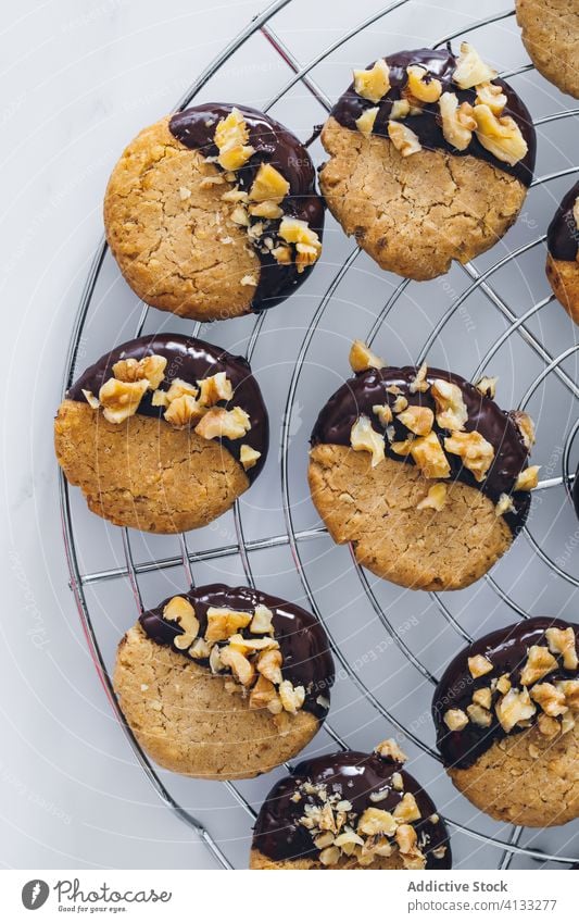 Crispy cookies with nuts and chocolate on table walnut crispy delicious dessert tasty treat sweet food kitchen snack yummy pastry fresh nutrition culinary