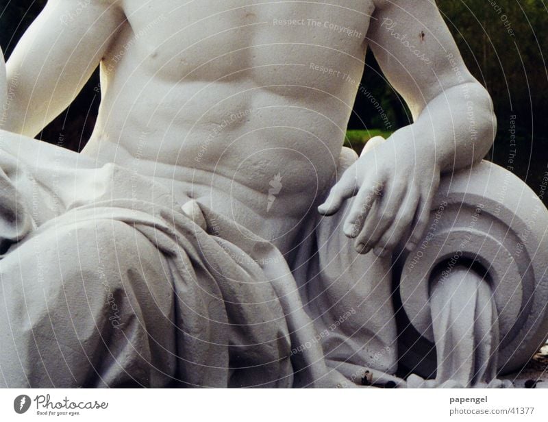 old washboard stomach Sculpture Poseidon Masculine Exhibition Trade fair Marble Stomach Musculature