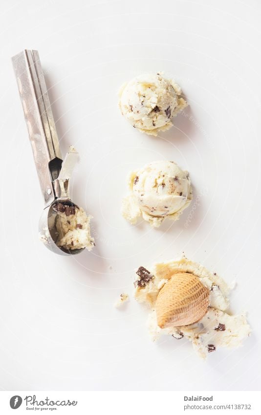 Ice cream with vanilla and chocolate background ball brown closeup dairy dessert flavor food frozen gelato gourmet ice ice cream icecream ingredient isolated