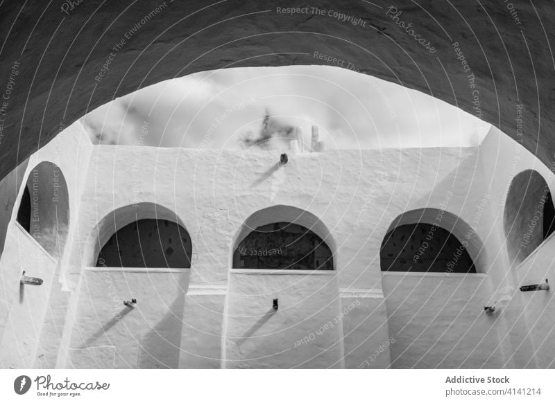 Ancient minimalist wall in Mexico architecture ancient city izamal culture heritage town historic street mexico building old exterior facade black and white