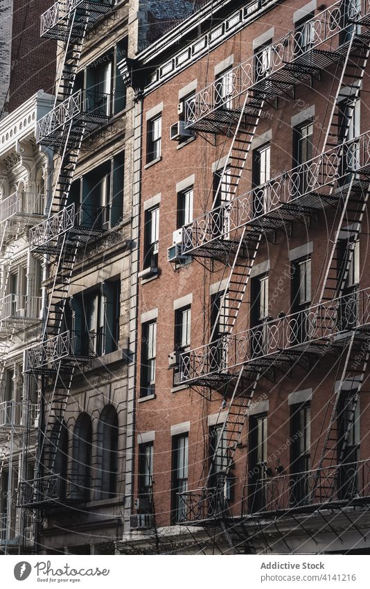 Concrete facades with metal stairs in Manhattan building manhattan new york city construction contemporary concrete usa america stone united states