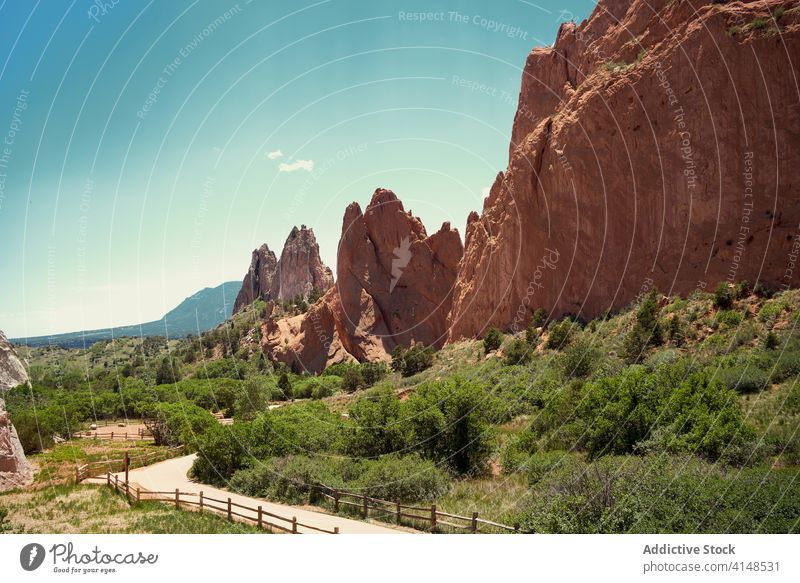 Garden of the Gods on sunny day garden of the gods landmark tourist rock famous vacation summer colorado usa united states stone america amazing valley