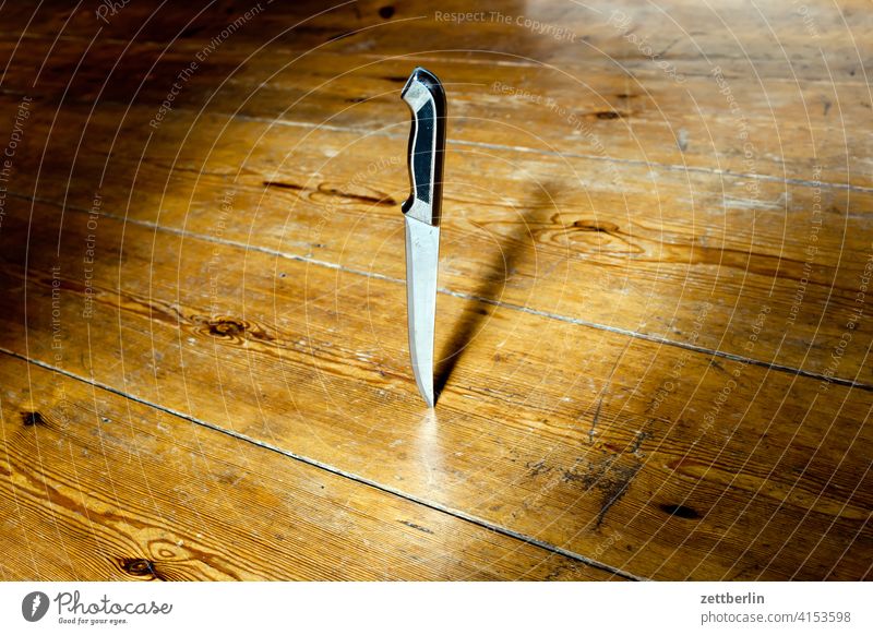 Knife in the ground Ground planks Floorboards dagger entry Wood kitchen knife Knives knife thrower Stand Sting Crime weapon Weapon