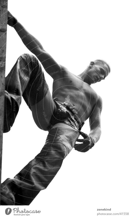 expressive Man Graffiti Climbing Black & white photo