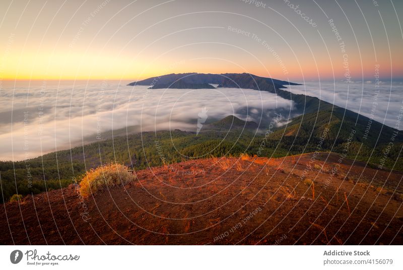 Mountain valley under blue sky mountain landscape scenic nature picturesque highland cloud tree range ridge scenery cloudless idyllic calm destination hill