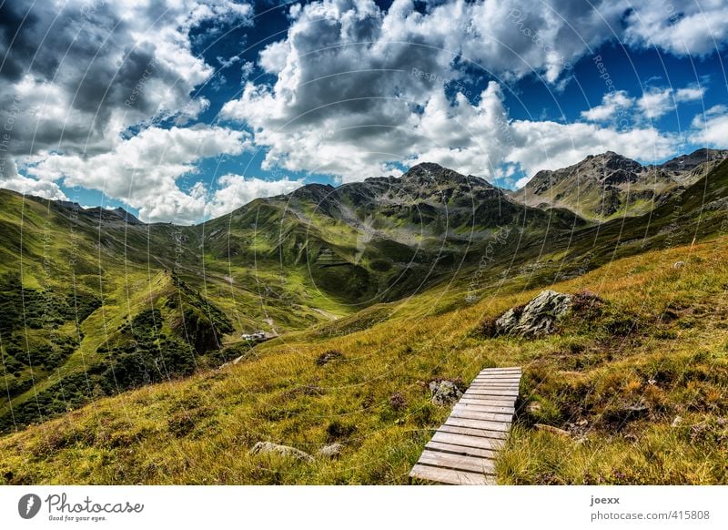 End and new beginning Trip Freedom Summer Mountain Hiking Nature Landscape Sky Clouds Spring Beautiful weather Grass Alps Lanes & trails Gigantic Infinity Tall