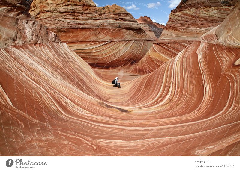 forces of nature Human being Masculine Man Adults 1 Environment Nature Landscape Climate Climate change Rock Mountain Canyon Desert sandstone formation Discover