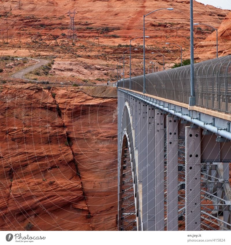 Over there Environment Landscape Rock Canyon Grand Canyon Bridge Traffic infrastructure Road traffic Street Lanes & trails Tall Orange Adventure Hope Nature