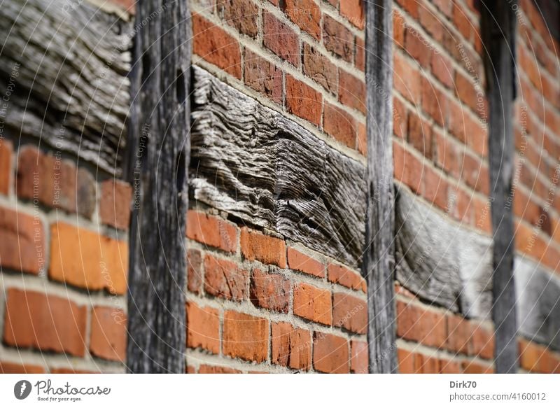 Old walls: brick wall with half-timbering Wood Joist Carrier half-timbered Half-timbered house bricks Wall (building) Facade Detail Stone masonry Structure