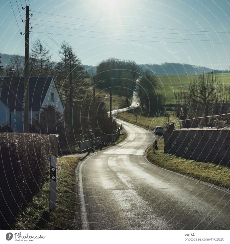 Curvaceous shortcuts up and down high up Panorama (View) Colour photo Exterior shot Day Long shot Vantage point Horizon Landscape Mountain