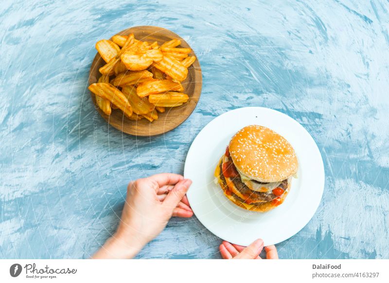 hamburgers on the grill delivery FOOD american background beef box bread bun cardboard cheeseburger container dinner fast food fresh fries lunch meal meat