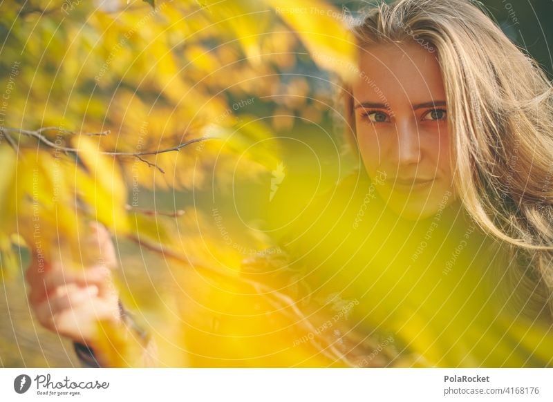 #A9# View into the autumn Model Woman Face Autumn Autumnal Autumnal colours Early fall Automn wood Autumnal landscape autumn mood Young woman Nature Experience