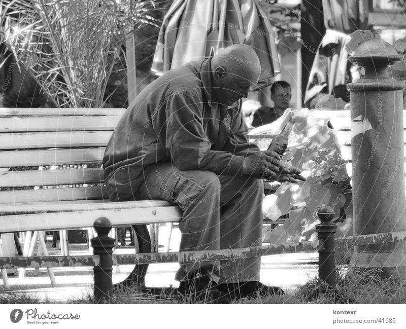 arrived at the bottom Man Park bench Social Moody Drinking Human being