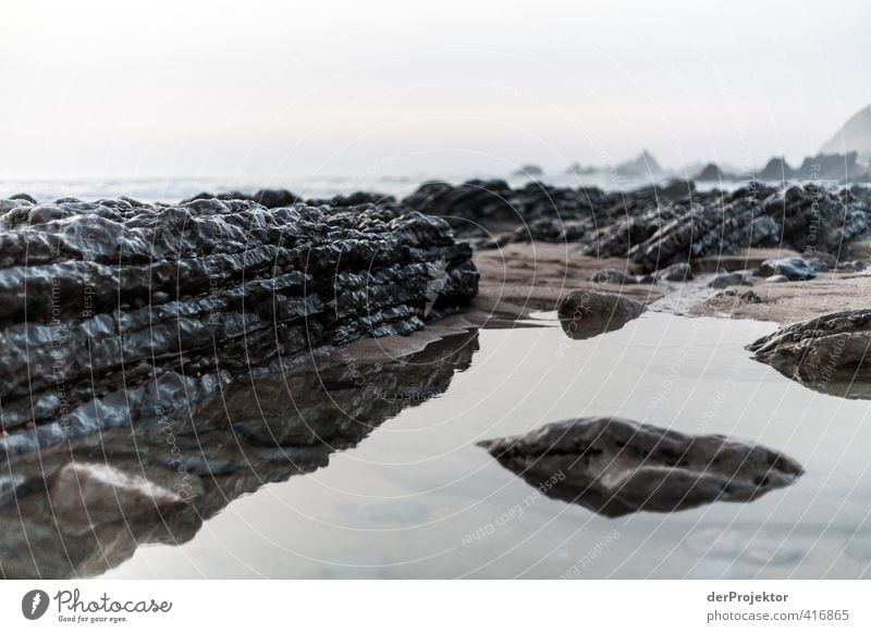 Quiet on the beach of Sao Pedro de Muel Environment Nature Landscape Plant Elements Earth Sand Air Water Drops of water Sky Summer Bad weather Waves Coast Beach