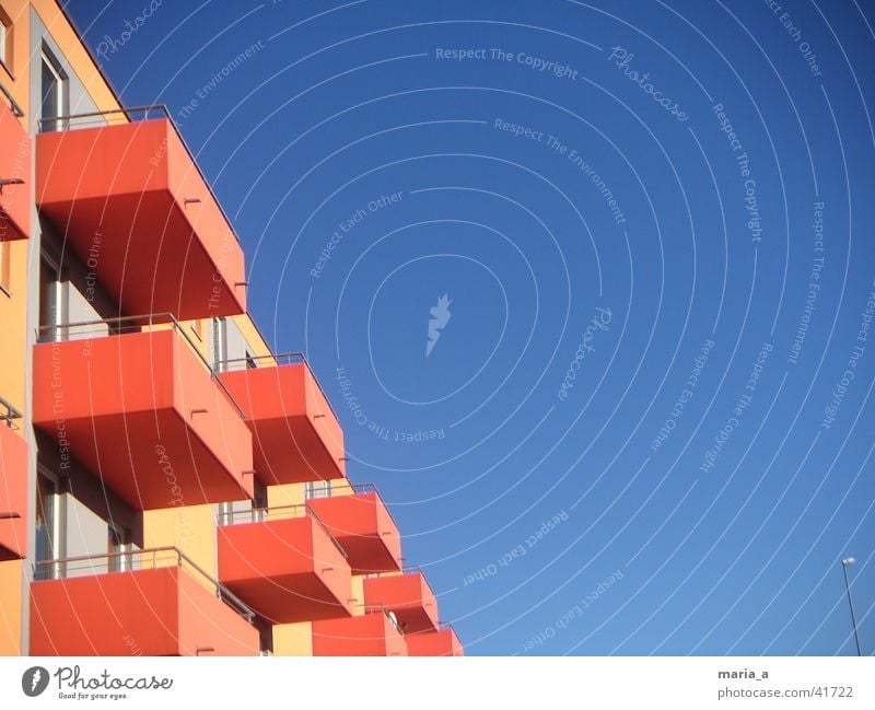 Orange boxes Student accommodation Residential accommodation House (Residential Structure) Balcony Architecture Sky Blue sky