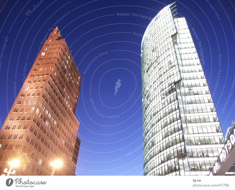 Potsdamer Platz Berlin Evening Twilight High-rise Building Railroad Lighting Architecture Dusk Sky