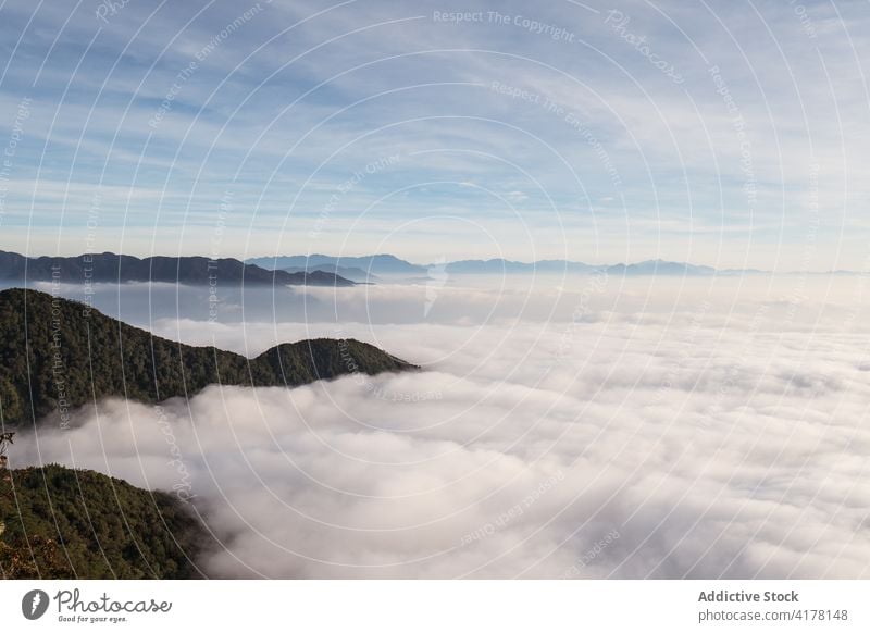 Amazing view of mountains surrounded by clouds landscape breathtaking sunny scenery amazing highland range ridge yuanzui mountain taiwan cloudy sky hill nature