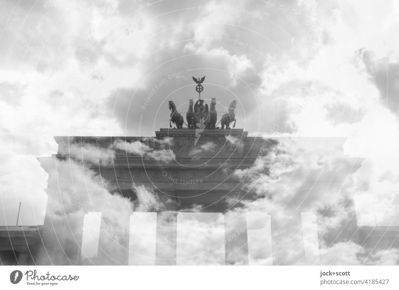 Clouds over Brandenburg Gate Landmark Fantastic Experimental Double exposure Illusion Surrealism Reaction Pariser Platz Berlin Sky Abstract Silhouette