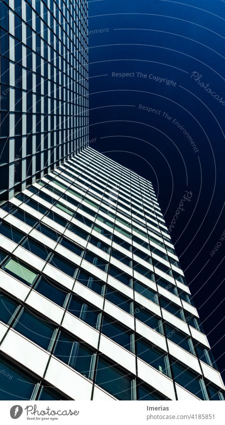 High-rise building with blue sky in Hamburg Blue sky Sky bluesky skycraper Architecture Facade Building Exterior shot Town Manmade structures Beautiful weather