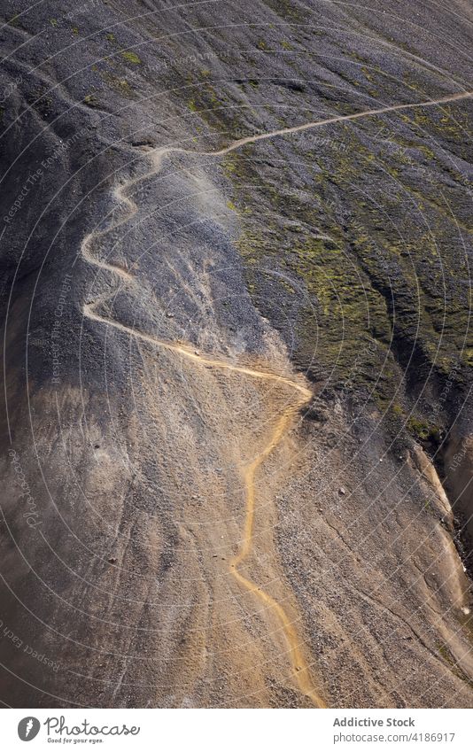 Breathtaking landscape of mountainous terrain near hilly grassy valley highland breathtaking nature verdant rocky range iceland majestic rough scenic road slope