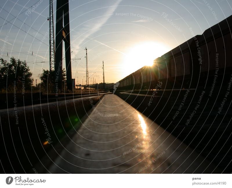 mainstation.ffm Railroad tracks Industry Sun reflection Train station