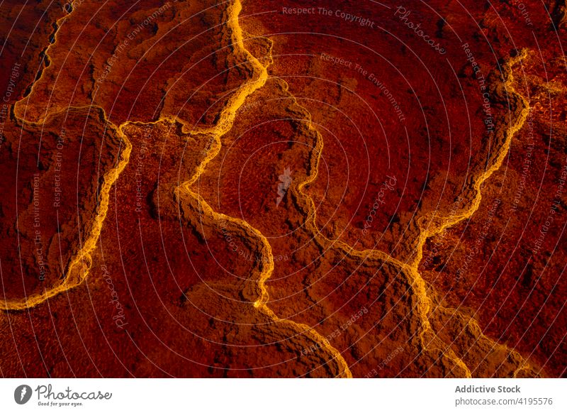 Amazing view of stone in river geology water minas de rio tinto mineral abstract spain andalusia rapid nature flow picturesque rock scenic orange stream