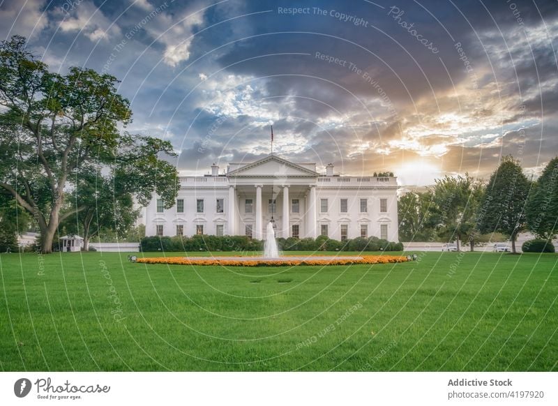 The white house in Washington DC in the USA washington president dc usa city united states capital home architecture lawn history landmark flag monument