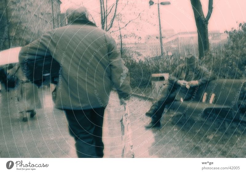 rainy day Park bench Town Pedestrian Human being Bad weather Weather