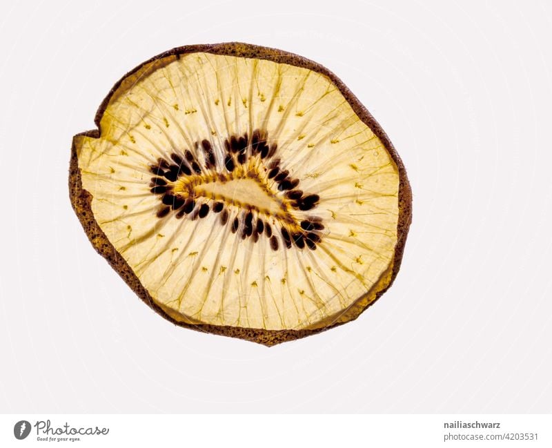 kiwi Kiwifruit exempt Structures and shapes Transparent Dry vegan food porn Vegan diet structure shrivel Wizened lines Shriveled older Old Food photograph