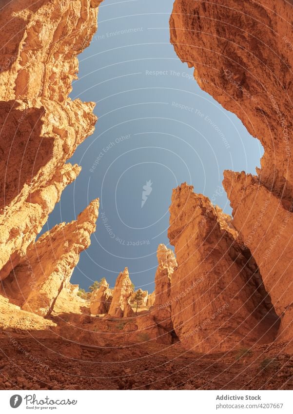 Rocky formations in desert canyon rocky bryce nature national park arid cliff scenery usa united states america sightseeing tall picturesque soil geology