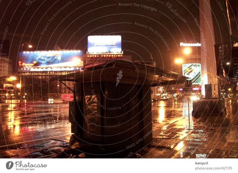 obelisco2 Town Night Kiosk Light Rain