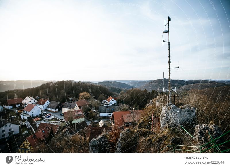 Franconian natural landscape - Wichsenstein far vision Vantage point Nature Hiking Tourism sustainability Upper Franconia Bavaria Forest Rock rock formation Sun