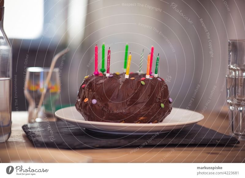 Birthday cake with candles Birthday celebration birthday candles birthday cake Chocolate cake Chocolate icing Party Childrens birthsday