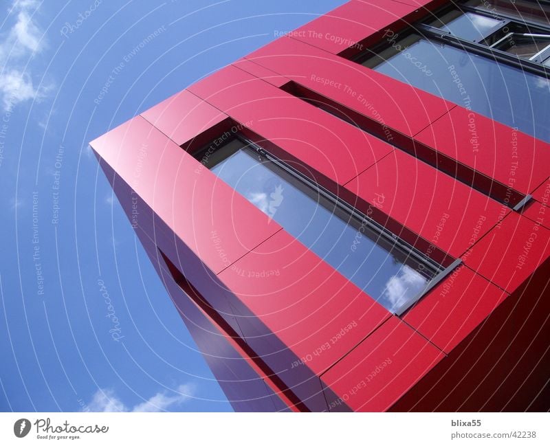 Red balconies House (Residential Structure) Balcony Shadow play Summer's day Observe Architecture red facade