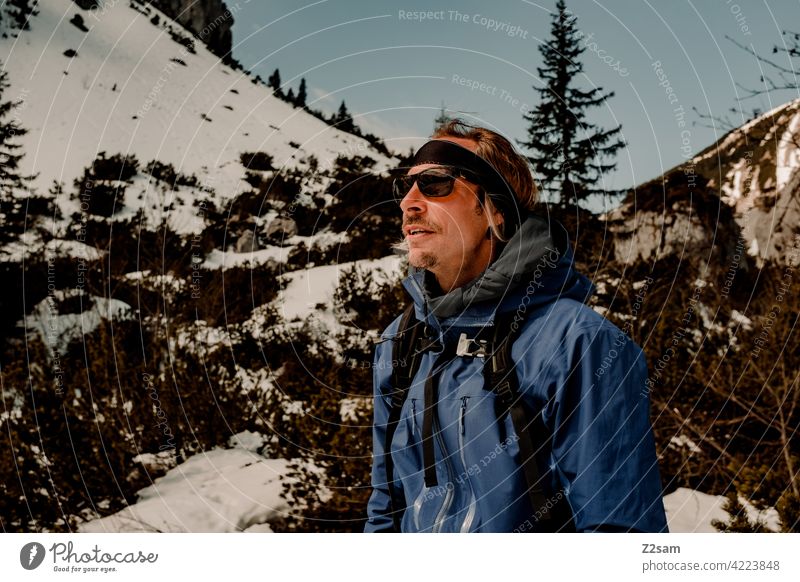 Hiker standing at the Soinsee in the Bavarian Alps Pre-alpes closeness to nature outdoor soinsee Hiking Mountain Colour photo mountains Leisure and hobbies