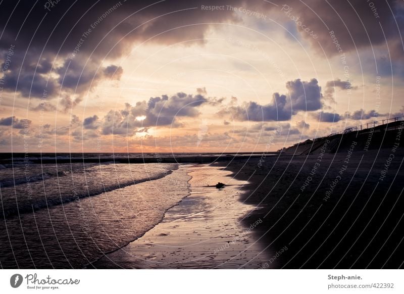 Waves and Clouds Vacation & Travel Summer vacation Beach Ocean Island Sand Water Horizon Sun Autumn Bad weather Coast North Sea Borkum East Frisland