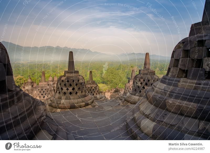 Temple of Borobudur in Yogyakarta, Java, Indonesia. Bali Sun Sunset ancient architecture asia attraction background beautiful borobudur buddha buddhism buddhist