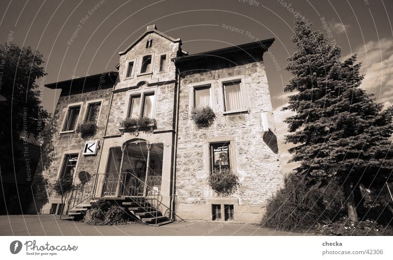 salon House (Residential Structure) Living room Architecture Cliche Hotel Boarding house Accommodation Facade Entrance Black & white photo Exterior shot