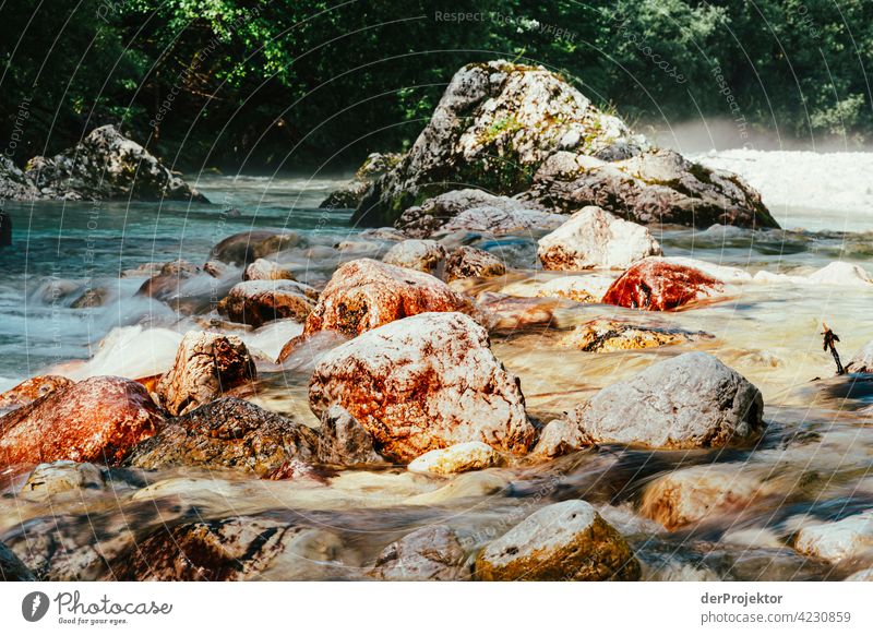 Morning in Triglav National Park: Soca with stones River soca Purity Hiking trip Light Day Trip Tourism nature conservation Vacation & Travel Mountain