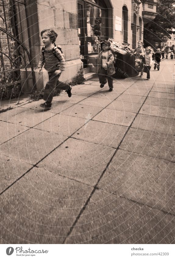 running kids Child Group Running Schoolchild way to school