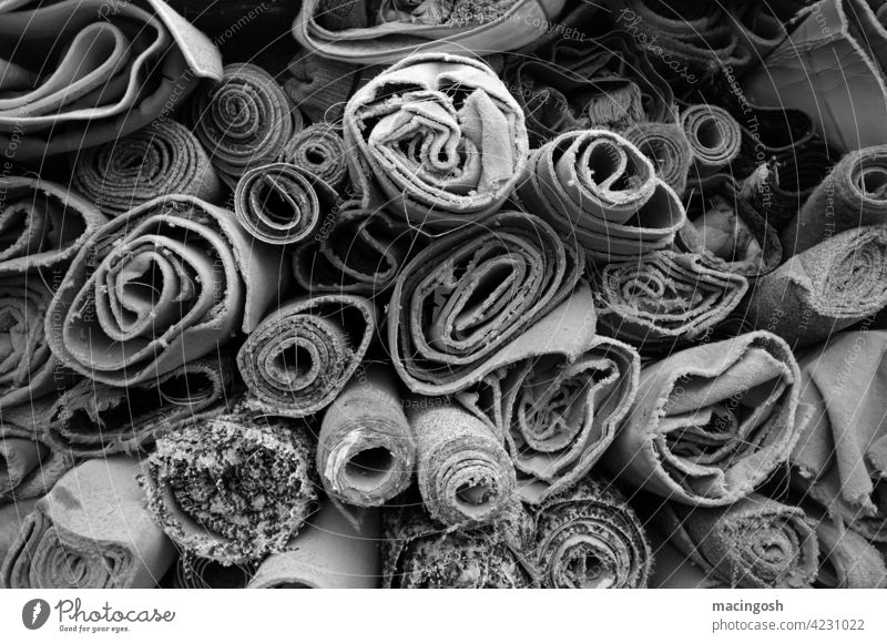 Pile of old carpets Carpet carpeting Black & white photo black-and-white Black and white photography Trash Bulk rubbish Deserted nobody Exterior shot Transience