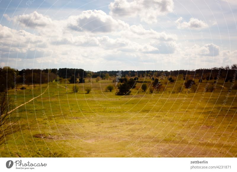 Landscape in Brandenburg again altocumulus Vantage point Twilight Closing time Field far vision mountain Sky Horizon Hill Climate Climate change Deserted voyage